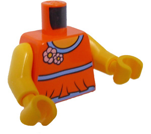 LEGO oranžová Blouse Trup s Aqua Trim a Bílá Květiny s ohlávkou na zádech (76382 / 88585)