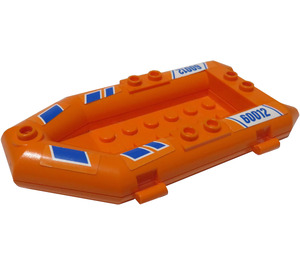 LEGO Oranje Boot Inflatable 12 x 6 x 1.33 met Blauw Strepen en '60012' (Both Zijkanten) Sticker (30086)