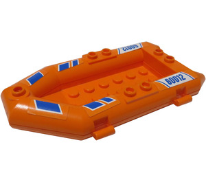 LEGO Orange Boat Inflatable 12 x 6 x 1.33 with Blue Stripes and 'FM60012' (Both Sides) Sticker (30086)