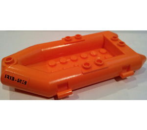 LEGO Orange Boat Inflatable 12 x 6 x 1.33 avec 'RB-23' (Both Sides) Autocollant (30086)