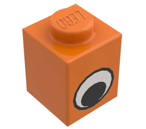 LEGO Oranje Steen 1 x 1 met Eye zonder vlek op pupil (82357 / 82840)