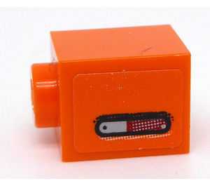 LEGO Orange Brick 1 x 1 with Red and Silver Design - Right Side Sticker (3005)