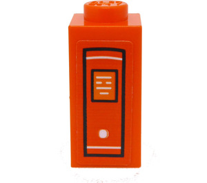 LEGO Orange Brick 1 x 1 x 1.6 with Two Side Studs with Back of Book with Black Square Sticker (32952)