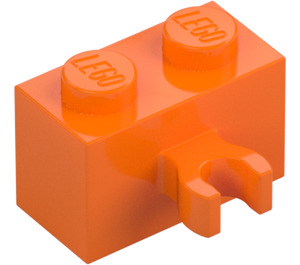 LEGO Orange Stein 1 x 2 mit Vertikal Clip mit offenem 'O' Clip (42925 / 95820)