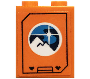 LEGO Orange Brick 1 x 2 x 2 with Arctic Explorer Logo Sticker with Inside Stud Holder (3245)