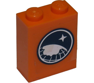 LEGO Orange Brique 1 x 2 x 2 avec Arctic Explorer logo Autocollant avec porte-goujon intérieur (3245)