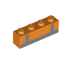 LEGO Oranje Steen 1 x 4 met Zilver Lines (3010 / 55859)