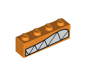 LEGO Oranje Steen 1 x 4 met Wit Tanden (3010 / 53122)