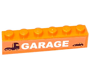 LEGO Orange Brique 1 x 6 avec 'GARAGE' Autocollant (3009)