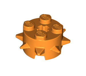 LEGO Oranje Steen 2 x 2 Ronde met Spikes (27266)
