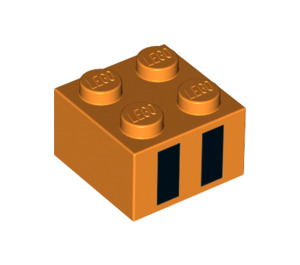 LEGO Orange Backstein 2 x 2 mit Schwarz Streifen (3003 / 99183)