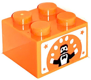 LEGO Orange Backstein 2 x 2 mit Juggler Aufkleber (3003)