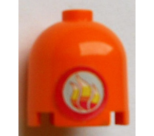 LEGO Naranja Ladrillo 2 x 2 x 1.7 Circular Cilindro con Dome Parte superior con Llama Pegatina (Espiga de seguridad) (30151)