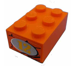 LEGO Orange Brick 2 x 3 with Number 12 Sticker (3002)