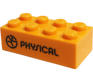 LEGO Orange Brick 2 x 4 with 'Moova', 'Physical' (3001)