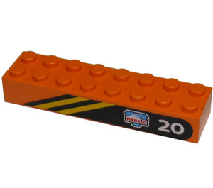 LEGO Oranje Steen 2 x 8 met 20, Strepen, en Team Arctisch logo (Links) Sticker (3007)