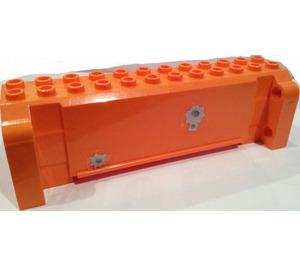 LEGO Orange Brick Hollow 4 x 12 x 3 with 8 Pegholes with 2 Bullet Holes Sticker (52041)