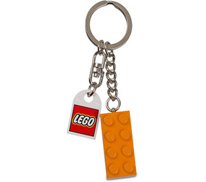 LEGO Orange Backstein Schlüssel Kette mit Lego Logo Fliese (852097)