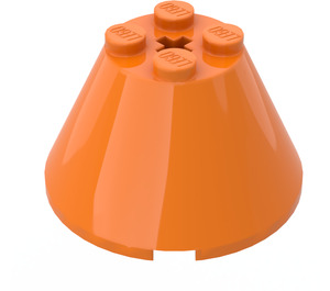 LEGO Orange Kegel 4 x 4 x 2 mit Achsloch (3943)