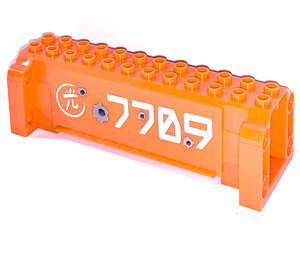 LEGO Orange Kran Abschnitt 4 x 12 x 3 mit 8 Pin Löcher mit '7709' und Bullet Löcher Aufkleber (52041)