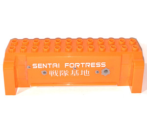 LEGO Oranje Kraan Sectie 4 x 12 x 3 met 8 Pin Gaten met 'SENTAI FORTRESS' en Bullet Gaten Sticker (52041)