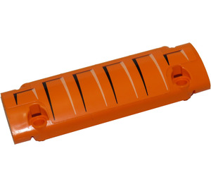 LEGO Orange Gebogen Paneel 11 x 3 mit 2 Pin Löcher mit Blatt Metall Indentations (Links) Aufkleber (62531)