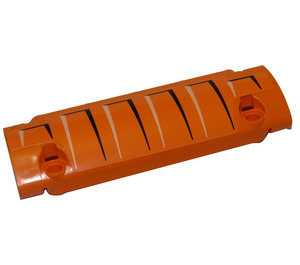 LEGO Orange Gebogen Paneel 11 x 3 mit 2 Pin Löcher mit Blatt Metall Indentations (Rechts) Aufkleber (62531)