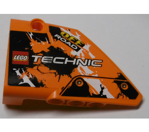 LEGO Orange Böjd Panel 13 Vänster med 'LEGO TECHNIC', 'OFF ROAD' Klistermärke (64394)