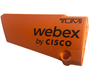 LEGO Orange Curved Panel 17 Left with 'TUMI', 'webex by CISCO' Sticker (64392)