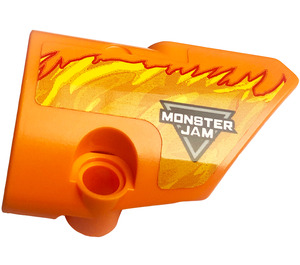 LEGO Orange Gebogen Panel 2 Recht mit Flames, Logo 'MONSTER JAM' Aufkleber (87086)