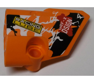 LEGO Orange Curved Panel 2 Right with 'GRF-X DSIGN', 'RACING LUBE' Sticker (87086)