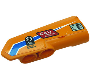 LEGO Oranje Gebogen Paneel 21 Rechtsaf met Line, Logos 'OIL EXPERT','Auto BURETOR' en Lucht Vent Sticker (11946)