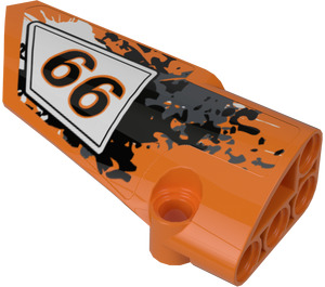 LEGO Orange Curved Panel 3 Left with "66" Sticker (64683)