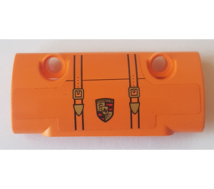 LEGO Orange Gebogen Paneel 7 x 3 mit Porsche Logo und Tasche straps Aufkleber (24119)