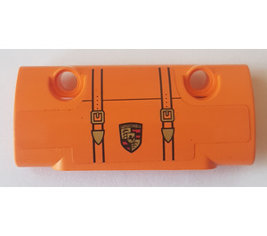 LEGO Orange Curved Panel 7 x 3 with Porsche logo and bag straps Sticker (24119)