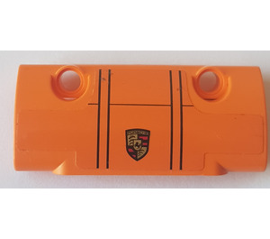 LEGO Orange Curved Panel 7 x 3 with Porsche logo Sticker (24119)