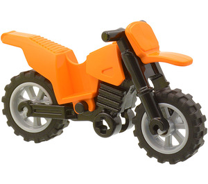 LEGO orange Dirt Bike with Black Chassis and Medium Stone Gray Wheels