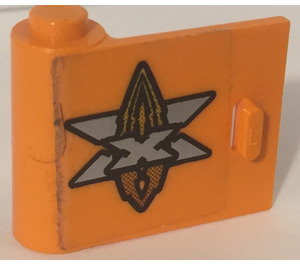 LEGO Orange Door 1 x 3 x 2 Left with Island Xtreme Stunts Logo Sticker with Solid Hinge (3189)