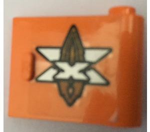 LEGO Orange Tür 1 x 3 x 2 Recht mit Island Xtreme Stunts Logo Aufkleber mit festem Scharnier (3188)