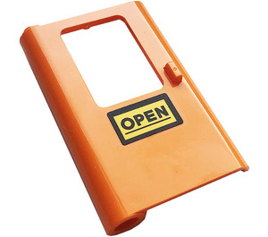 LEGO Orange Door 1 x 4 x 5 Train Left with 'OPEN' Sticker (4181)