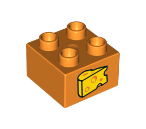 LEGO Orange Duplo Brick 2 x 2 with Cheese (3437 / 29316)