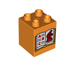 LEGO Orange Duplo Brick 2 x 2 x 2 with ABC book  (19423 / 31110)