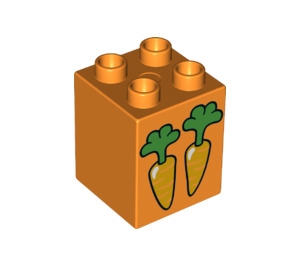 LEGO Orange Duplo Brick 2 x 2 x 2 with Carrots (24996 / 31110)
