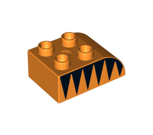 LEGO Orange Duplo Brick 2 x 3 with Curved Top with Brown spikes (2302 / 13867)