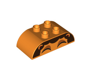 LEGO Orange Duplo Brick 2 x 4 with Curved Sides with Brown Lion Mane (36535 / 98223)