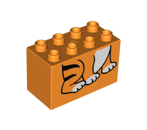 LEGO Orange Duplo Backstein 2 x 4 x 2 mit Sitting Tiger Körper (31111 / 43527)