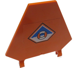 LEGO Orange Flag 5 x 6 Hexagonal with Coast Guard Logo Sticker with Thin Clips (51000)