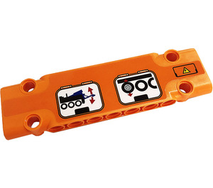 LEGO Oranje Vlak Paneel 3 x 11 met Electricity Danger Sign, Wielen, Chassis, Arrows Sticker (15458)