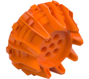 LEGO Oranje Hard Plastic Giant Wiel met Pin Gaten en Spaken (64712)