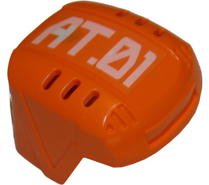 LEGO Orange Hockey Helm mit Weiß AT.01 Aufkleber (44790)
